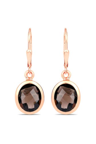 VIRA JEWELS Ohrringe 925 Silber rot vergoldet Glanz Rauchquarz dunkelbraun rot