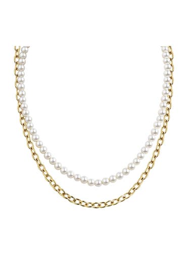 ZEEME Kette Edelstahl/PVD gelb Perlen gelb