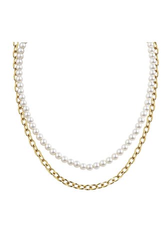 ZEEME Kette Edelstahl/PVD gelb Perlen gelb