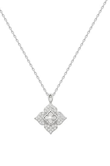 DKENIZ Kette Royal Flower 925/- Sterling Silber rhodieniert  Zirkonia Weiß silber