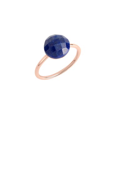 JAMELLI Ring Silber 925 rosé-vergoldet mit einem echten Lapislazuli 9x9,5mm