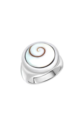 ZEEME Ring Silber 925 rhodiniert mit weißer Muschel silber