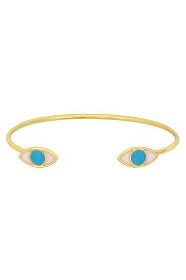 FASHIONBOX Armband Messing vergoldet "Sparkle Evil Eye" türkis türkis