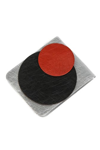 DEMARIE Schmuckset Kragenklemme aus Aluminium gebürstet + gewolkt schwarz