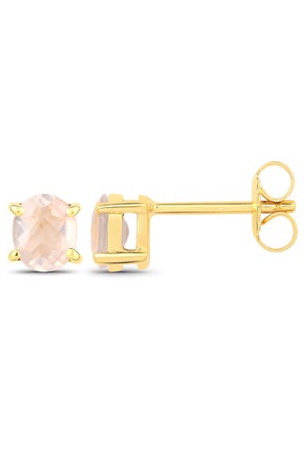 VIRA JEWELS Ohrringe 925-Sterling Silber vergoldet Glänzend Rosenquartz rosa gelb