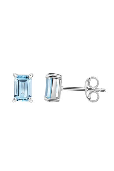 ZEEME Ohrringe 925/- Sterling Silber rhodiniert Sky Blue Topas Rechteck Ohrstecker silber