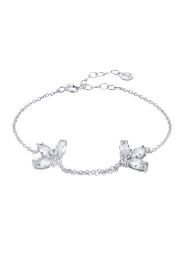 LEIS Armband 925 Sterling Silber rhodiniert  Glänzend Blume Zirkonia weiß silber