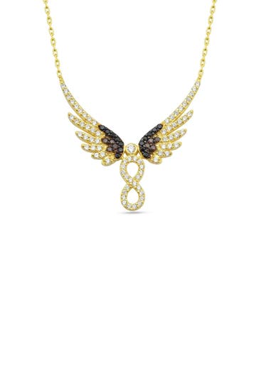 DKENIZ Kette 925 Sterling Silber vergoldet Unendlichkeit & Engel Silberkette gold