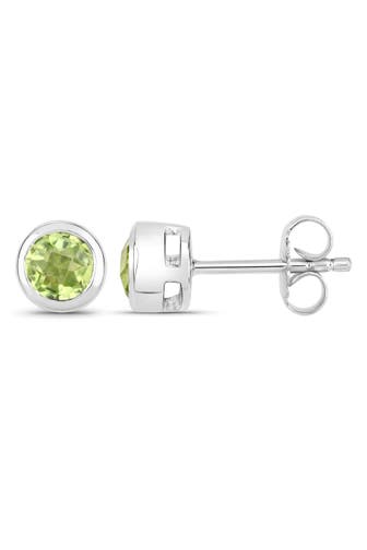 VIRA JEWELS Ohrringe 925-Sterling Silber rhodiniert glänzend Peridot grün rund silber