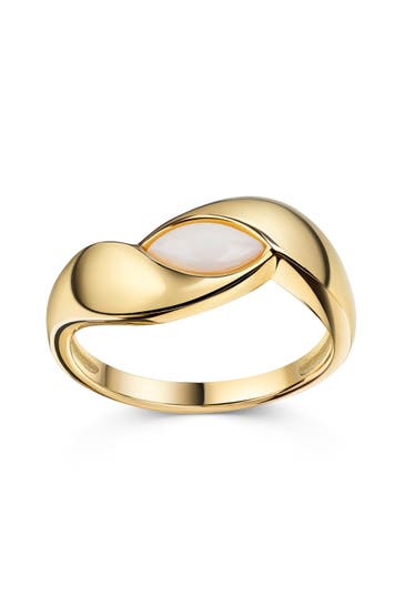 ZEEME Ring 925/- Sterling Silber vergoldet Opal weiß gelb