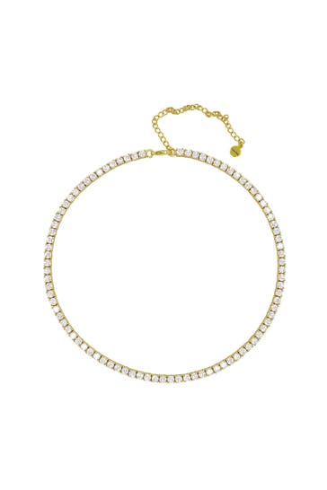 FASHIONBOX Kette vergoldet mit Zirkonia weiss gelb