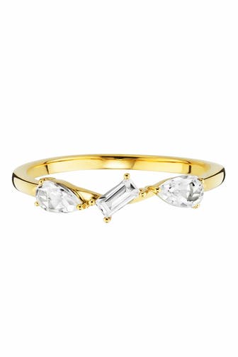 CAI Ring 925 Sterling Silber vergoldet mit Weißtopas