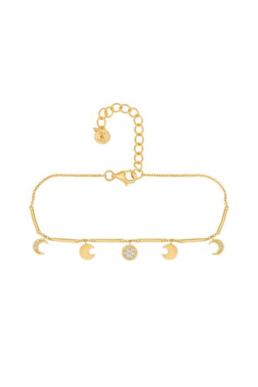 CAI Armband 925 Silber vergoldet Anhänger Mondphasen Zirkonia gelb
