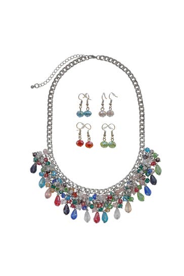 STEUER Kette Glänzend 52 Glasstein mehrfarbig