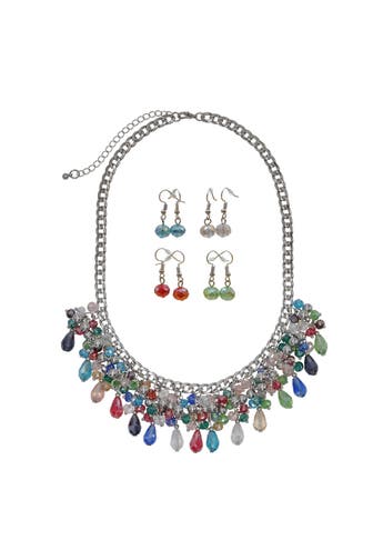 STEUER Kette Glänzend 52 Glasstein mehrfarbig