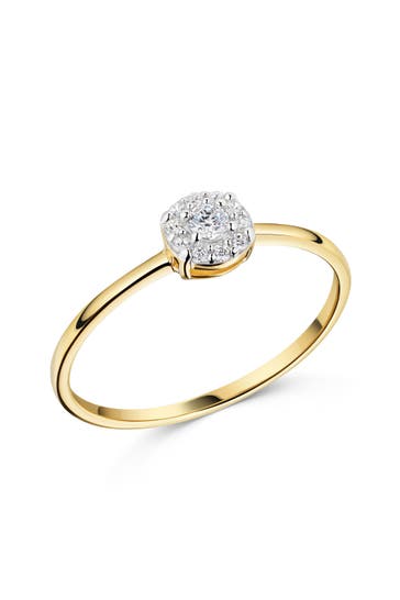 FASCINATION BY ELLEN K. Ring 375 Gold Gelb Zirkonia Halo Pavé gelb