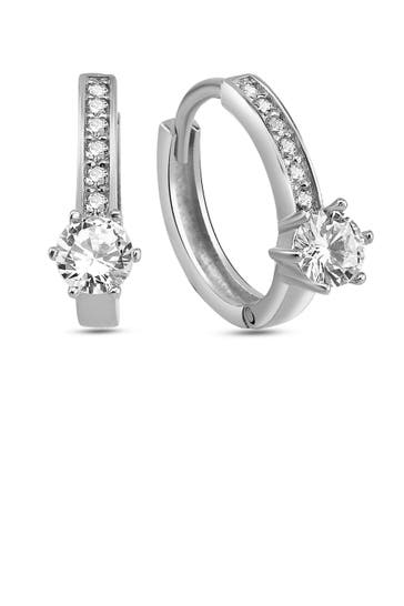 DKENIZ Ohrringe Creolen Solitär 925/- Sterling Silber silber