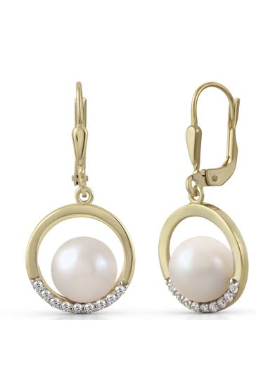 FASCINATION BY ELLEN K. Ohrringe Gold 375 Perle weiß 8-8,5mm Zirkonia weiß gelb