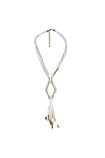 STEUER Kette Y-Form aus Textil 63 cm lang silber