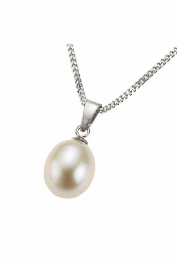 ZEEME Kette 925 Sterling Silber Perle weiß silber