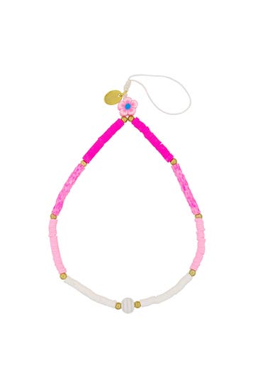 FASHIONBOX Armband mit Vinylplättchen pink/weiss 1 Blütenelement mehrfarbig