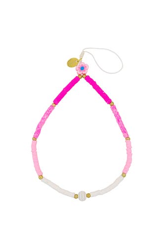 FASHIONBOX Armband mit Vinylplättchen pink/weiss 1 Blütenelement mehrfarbig