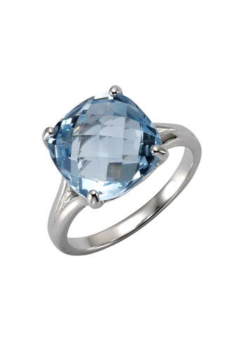 ZEEME Ring Silber 925 rhodiniert mit Blautopas (beh.) 12mm silber