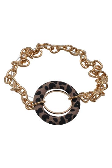 STEUER Armband Metall   19cm Leoprint gelb