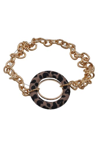 STEUER Armband Metall 19cm Leoprint gelb