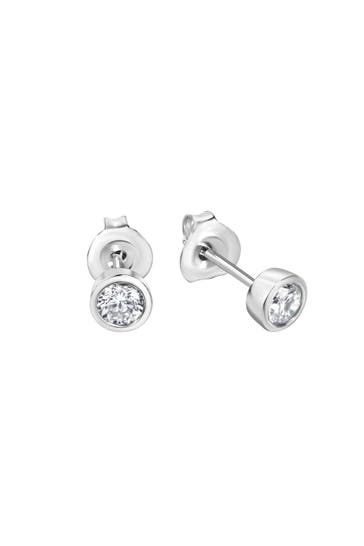 ZEEME Ohrringe Silber 925 rhodiniert mit Zirkonia weiß 4mm silber