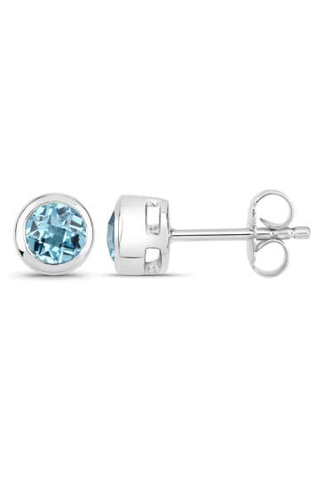 VIRA JEWELS Ohrringe 925-Sterling Silber rhodiniert Glänzend Topas blau rund silber