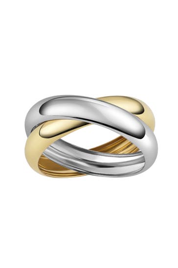 FASCINATION BY ELLEN K. Ring Gold 585 zweifarbig mit 2 beweglichen Ringschienen mehrfarbig