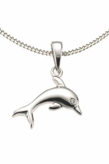 ZEEME Halskette Silber 925 rhodiniert Delfin-Motiv 36/38cm