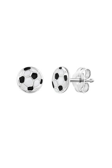 ZEEME Ohrstecker 925/- Sterling Silber rhodiniert Fußball