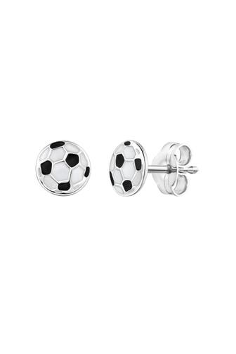 ZEEME Ohrstecker 925/- Sterling Silber rhodiniert Fußball