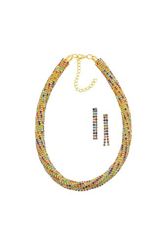 STEUER Kette Metall 40+6,0cm glanz Glasstein multi gelb