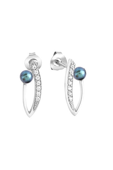 ZEEME Ohrringe Silber 925 rhodiniert mit grauer Perle und Zirkonia silber