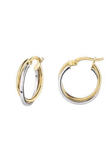 FASCINATION BY ELLEN K. Ohrringe 375/- Gelbgold bicolor 2-reihig mehrfarbig