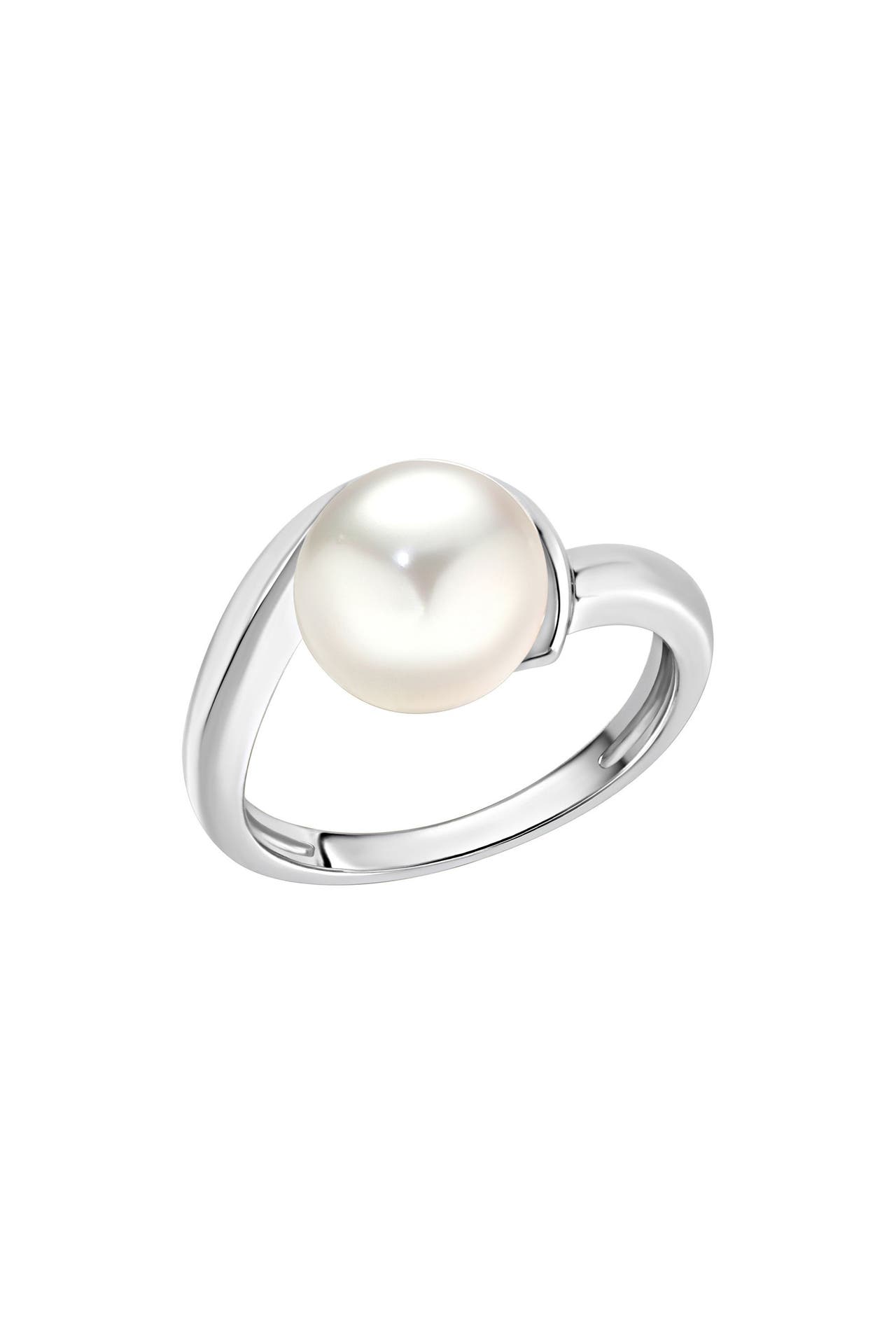 ZEEME Ring Silber 925 rhodiniert mit einer weißen Perle 9,5-10mm silber, Bild 1
