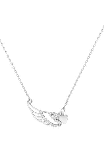 DKENIZ Kette Engelsflügel 925/- Sterling Silber Zirkonia Weiß silber