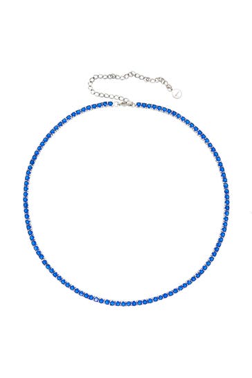 FASHIONBOX Kette rhodiniert mit Zirkonia blau blau