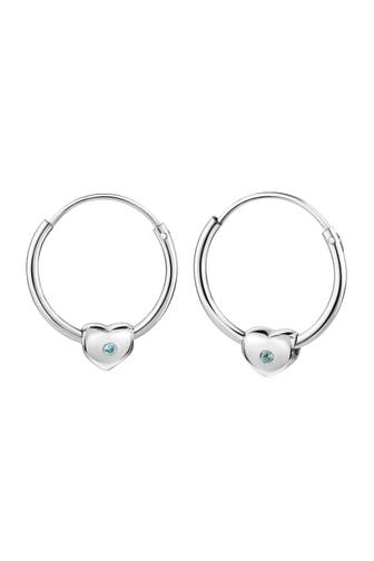 ZEEME Creolen Silber 925 rhodiniert mit Herz-Motiv und blauen Zirkonia-Steinen