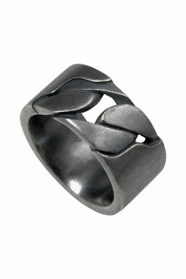 CAI Ring 925/- Sterling Silber matt oxidiert schwarz silber