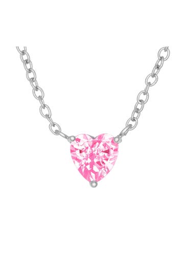 FASHIONBOX Kette rhodiniert mit Herzanhänger Zirkonia pink pink