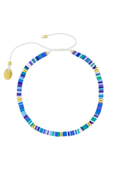 FASHIONBOX Fußkette Vinylplättchen blau multicolor vergoldet