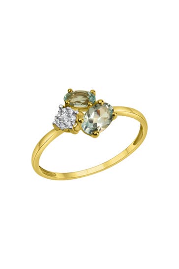 FASCINATION BY ELLEN K. Ring 375/- Gelbgold bicolor Blautopas und Zirkonia mehrfarbig