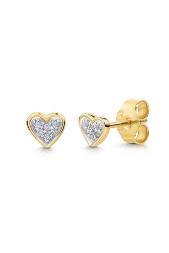 DIAMONDS BY ELLEN K. Ohrringe 585/- Gelbgold bicolor 12 Brill. 0,052ct. Herz gelb