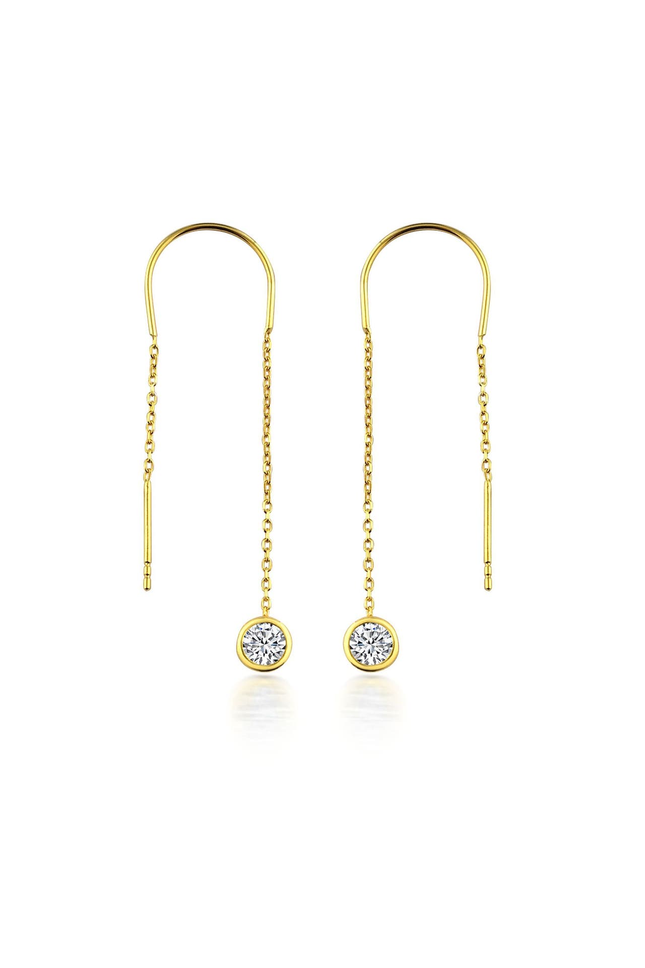 DKENIZ Ohrringe 925/- Sterling Silber vergoldet Glänzend 8cm Zirkonia Weiß gelb, Bild 1