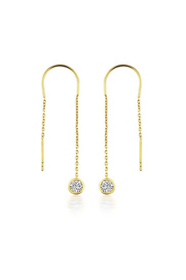 DKENIZ Ohrringe 925/- Sterling Silber vergoldet Glänzend 8cm Zirkonia Weiß gelb