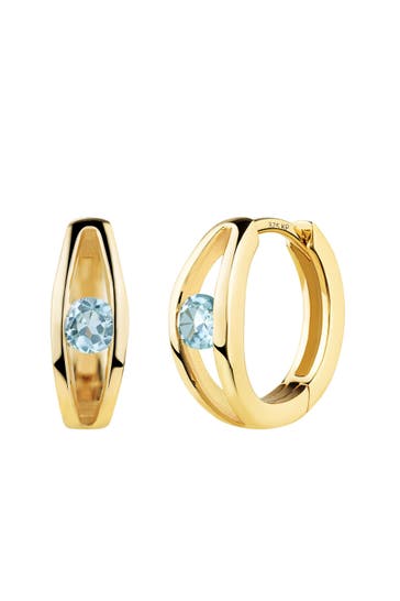 FASCINATION BY ELLEN K. Ohrringe 375 Gold Gelb Sky Blue Topas Creolen gelb